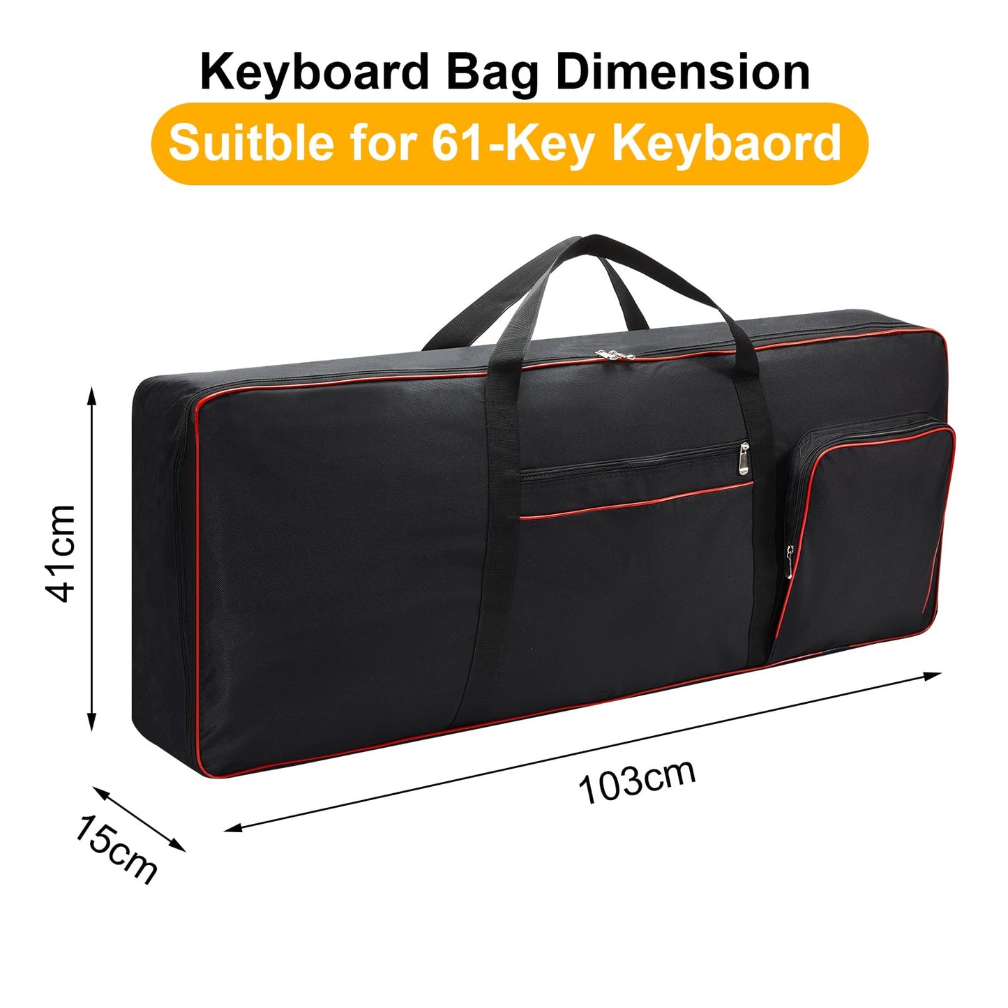 61 Key Keyboard Case Gig Bag Padded, Keyboard Cover, Portable Electric Keyboard Piano 600D Oxford