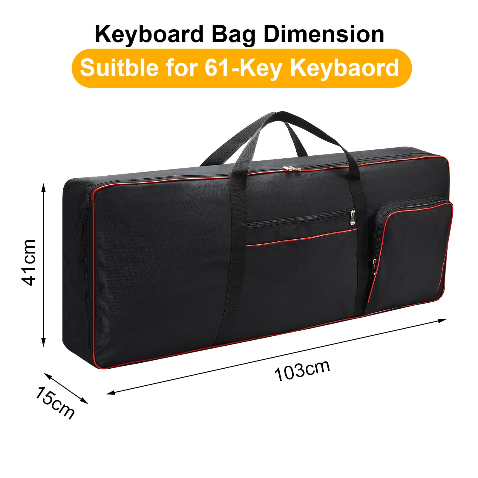 61 Key Keyboard Case Gig Bag Padded, Keyboard Cover, Portable Electric Keyboard Piano 600D Oxford
