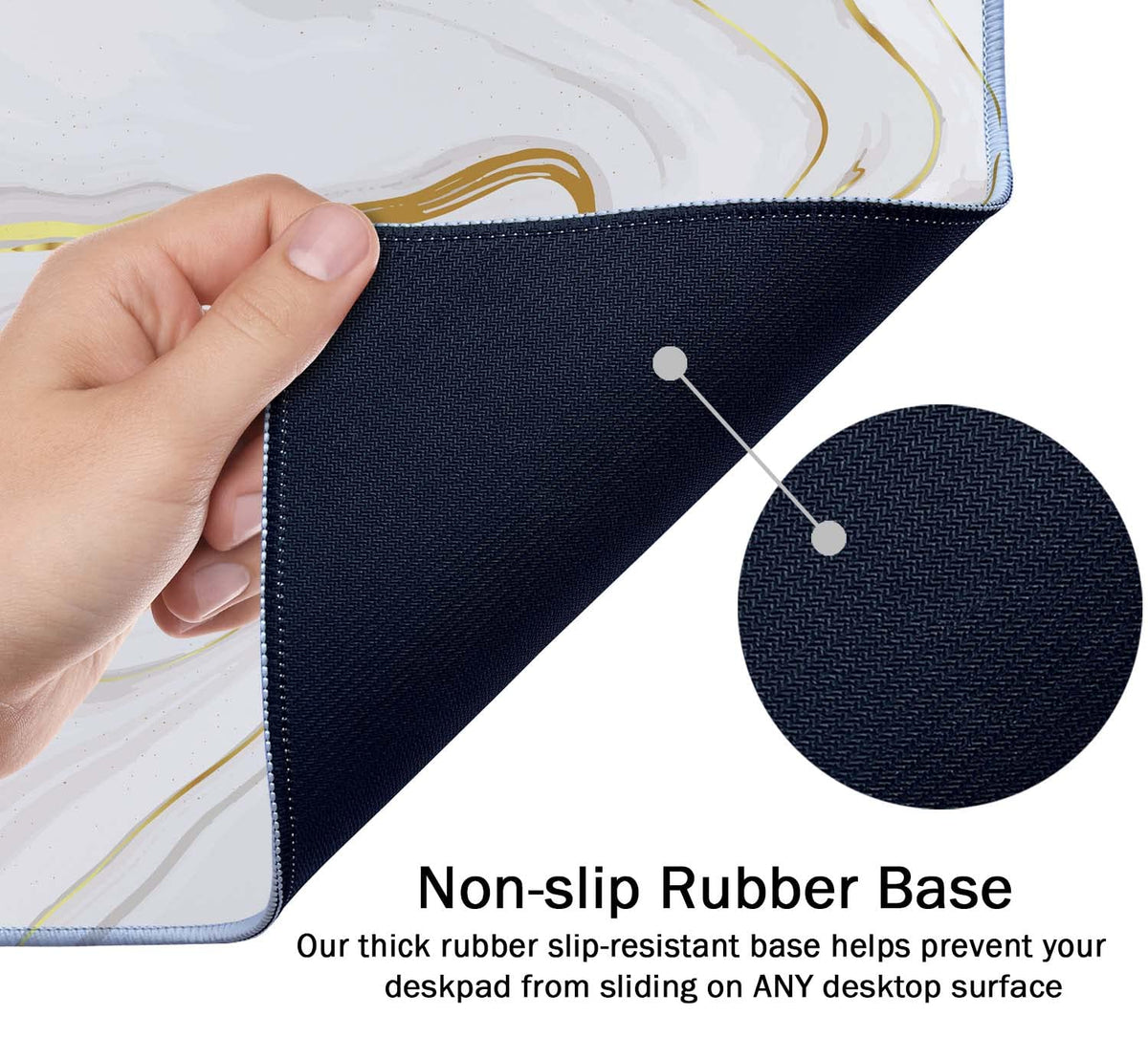 SSOIU White Gold Marble Desk Mat, Desk Pad, Large Mousepad, Large Mouse Pad 35.5" x 15.7" XXL