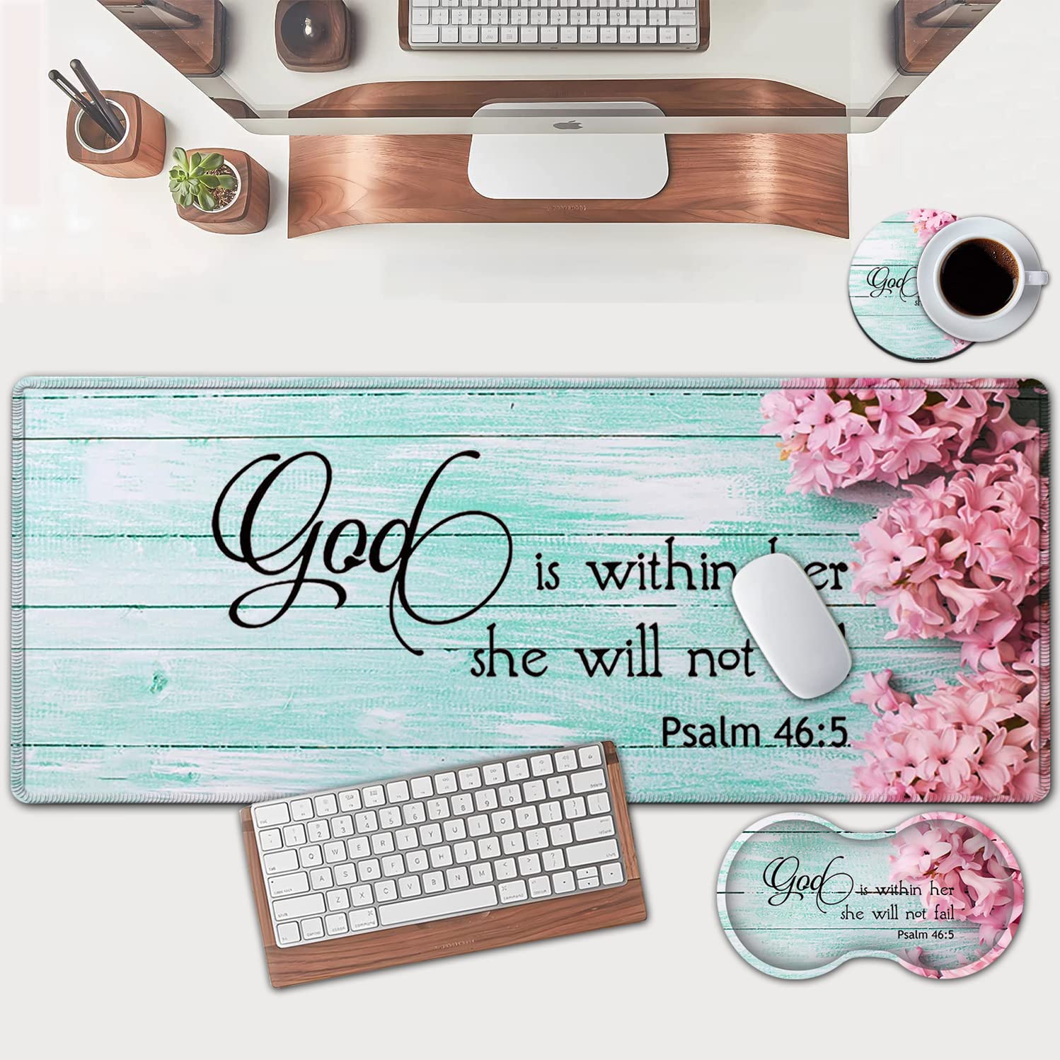 Large Mouse Pad, Extended Office Desk Pad, 31.5x11.8in, Ergonomic Memory Foam Mouse Wrist Rest