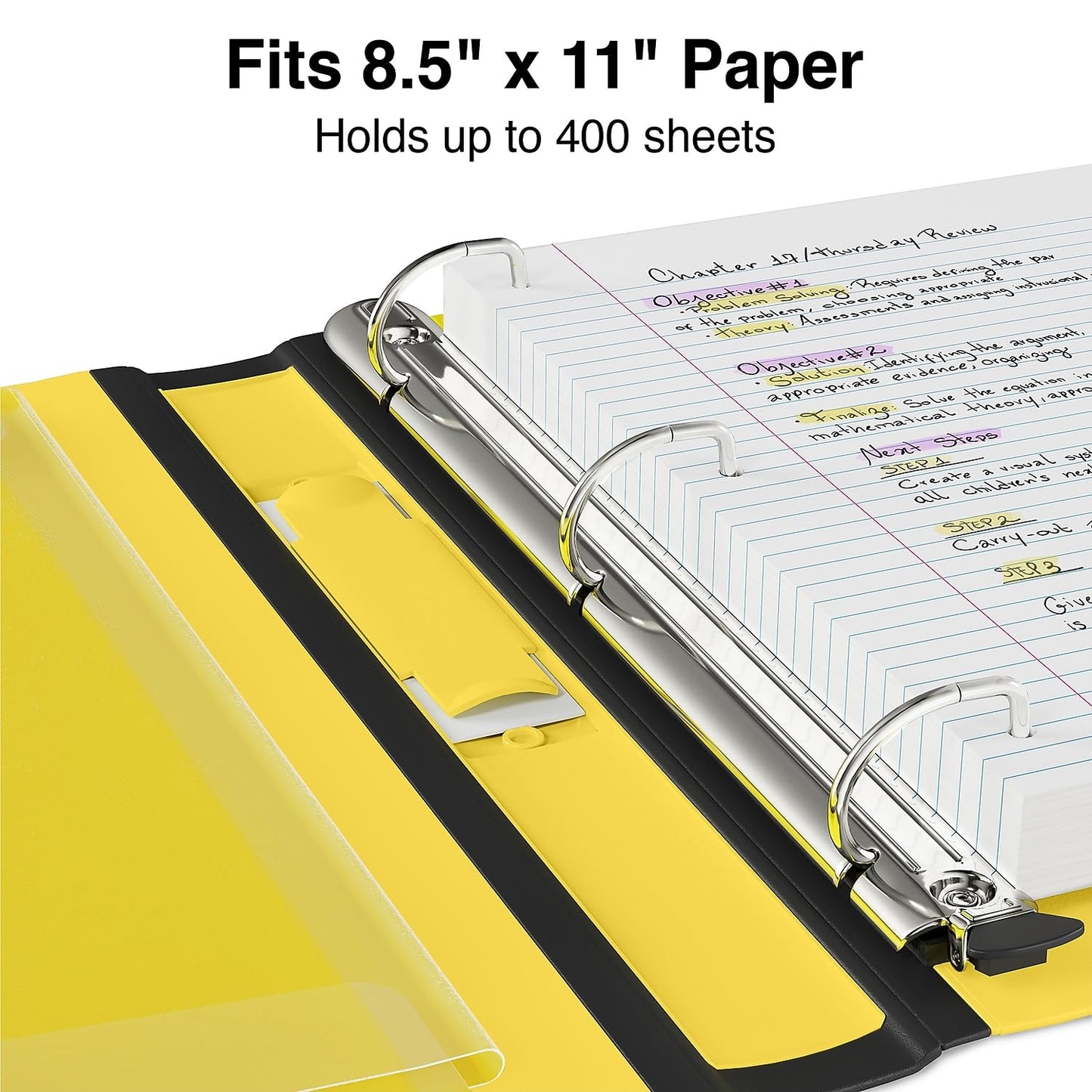 Staples Better Binder, 1.5 Inch D-Ring, Yellow, 400 Sheets, 3-Pack