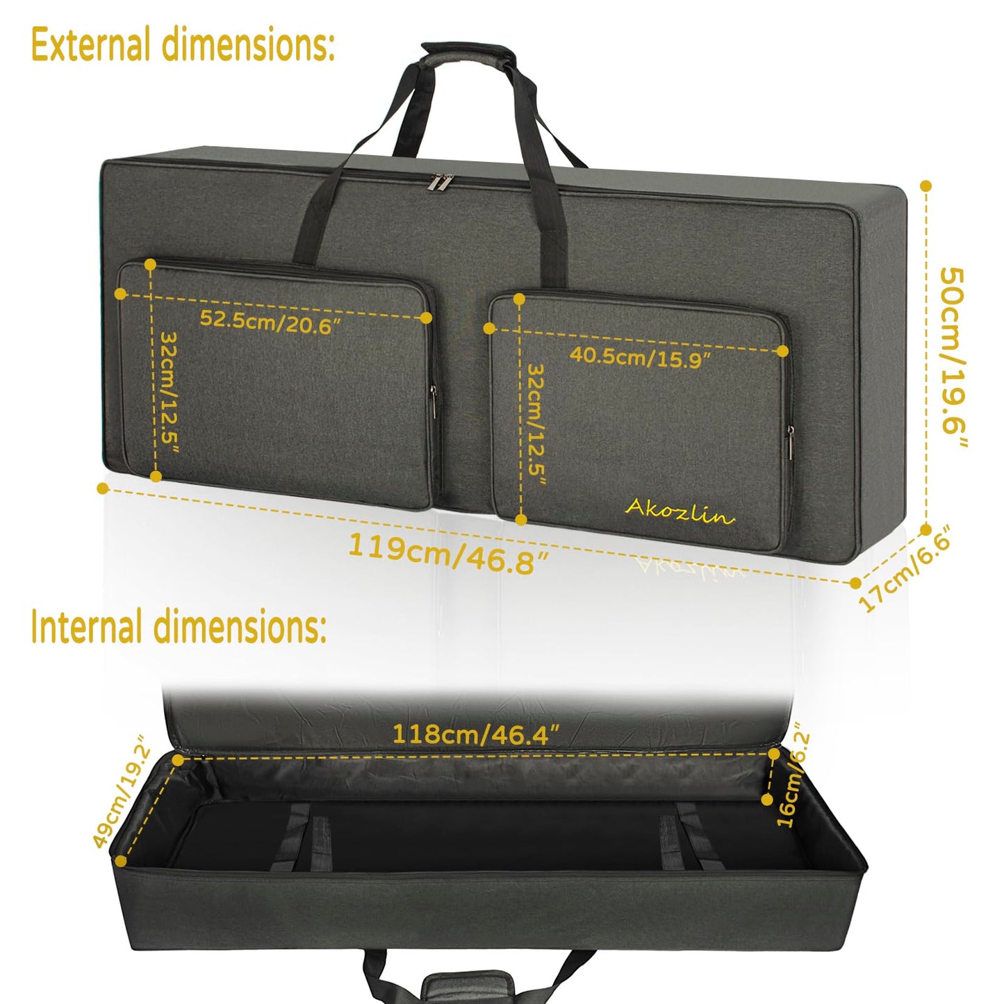 AKOZLIN 76-Key Padded Keyboard Gig Bag Portable Foldable Electric Piano Keyboard Case Bag For