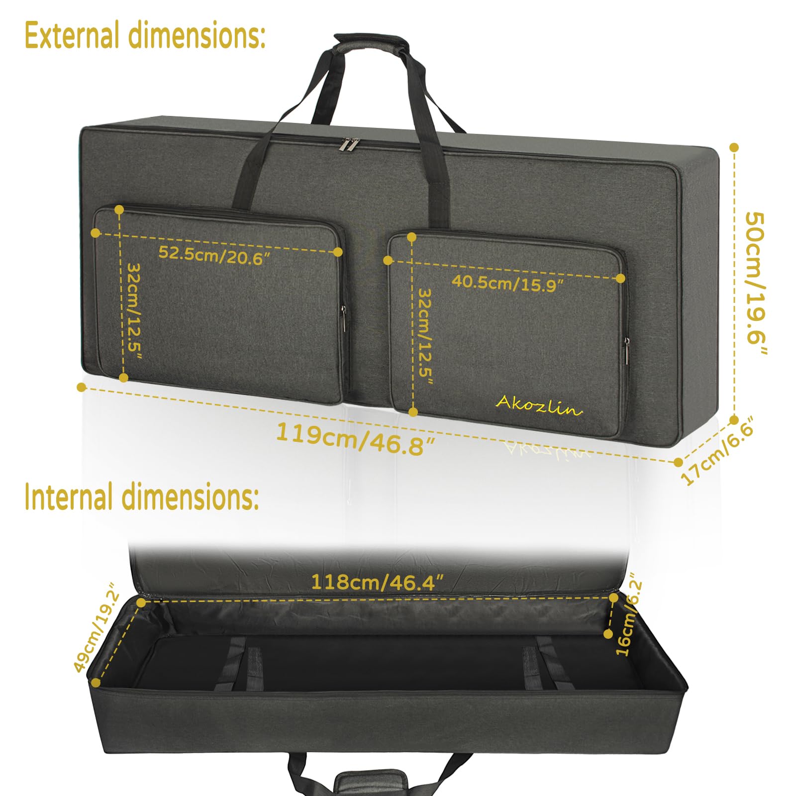 AKOZLIN 76-Key Padded Keyboard Gig Bag Portable Foldable Electric Piano Keyboard Case Bag For