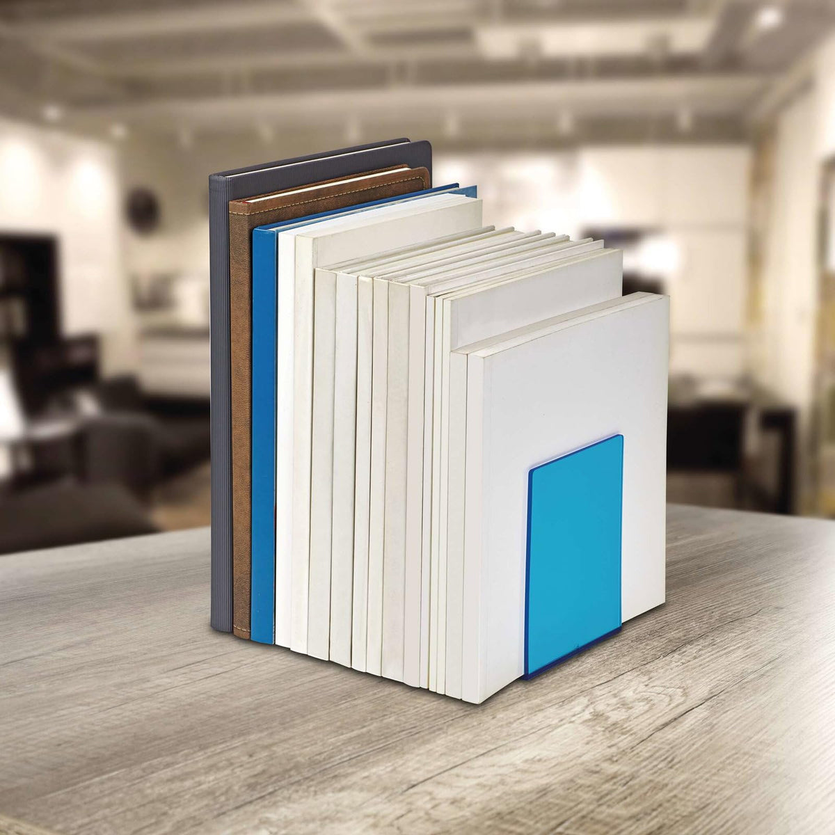 Maul Pack of 2 Premium Acrylic Bookends 10 x 10 x 13 cm Neon Blue