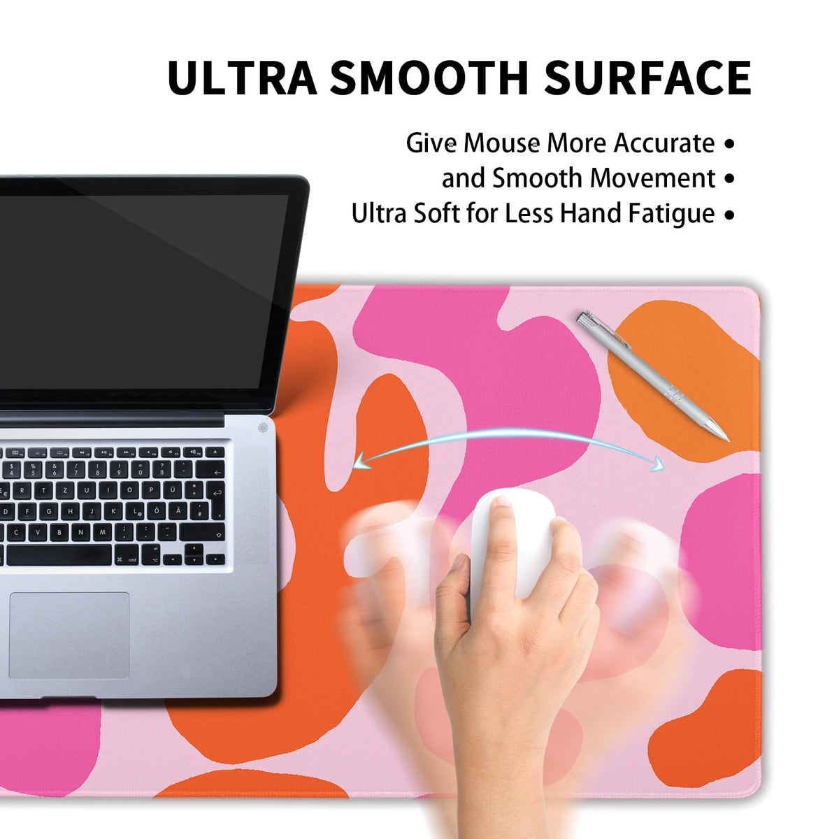 Pink Orange Cute Gaming Mouse Pad XXL Kawani Preppy Abstract Modern Extended Large Desk Mat