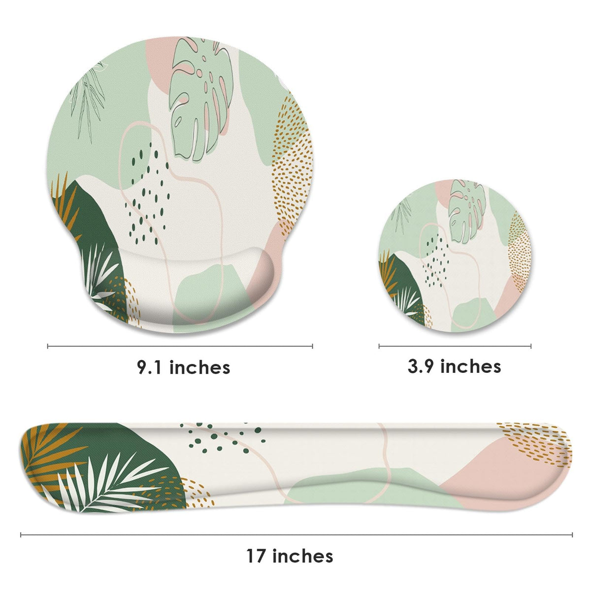 Britimes Ergonomic Mouse Pad Set with Wrist Rest, Boho Leaves