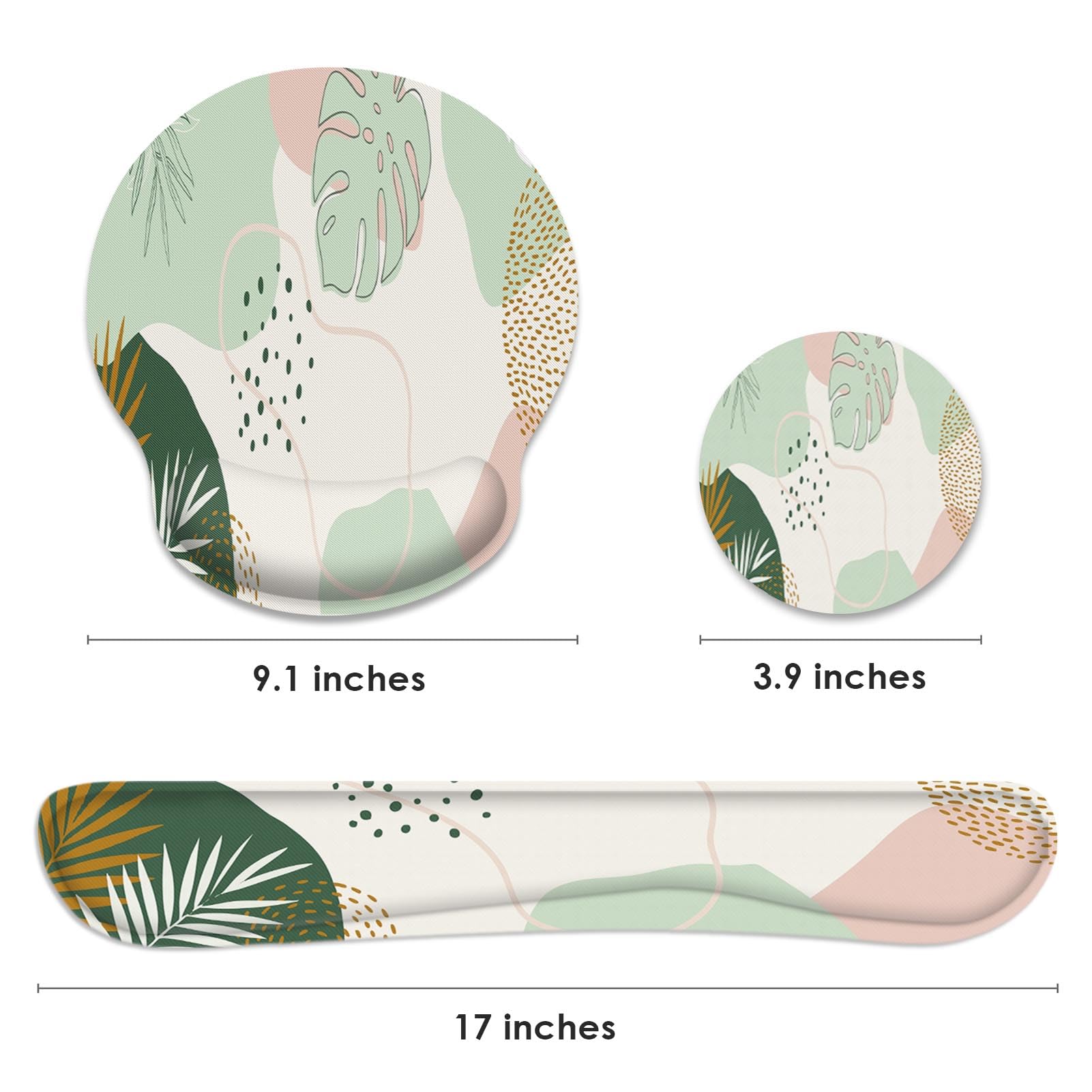 Britimes Ergonomic Mouse Pad Set with Wrist Rest, Boho Leaves