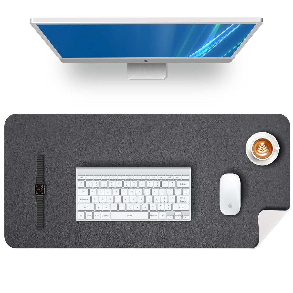 KINGFOM Desk Pad Office Desktop Protecter, PU Leather Desk Mat Blotters Organizer with Comfortable