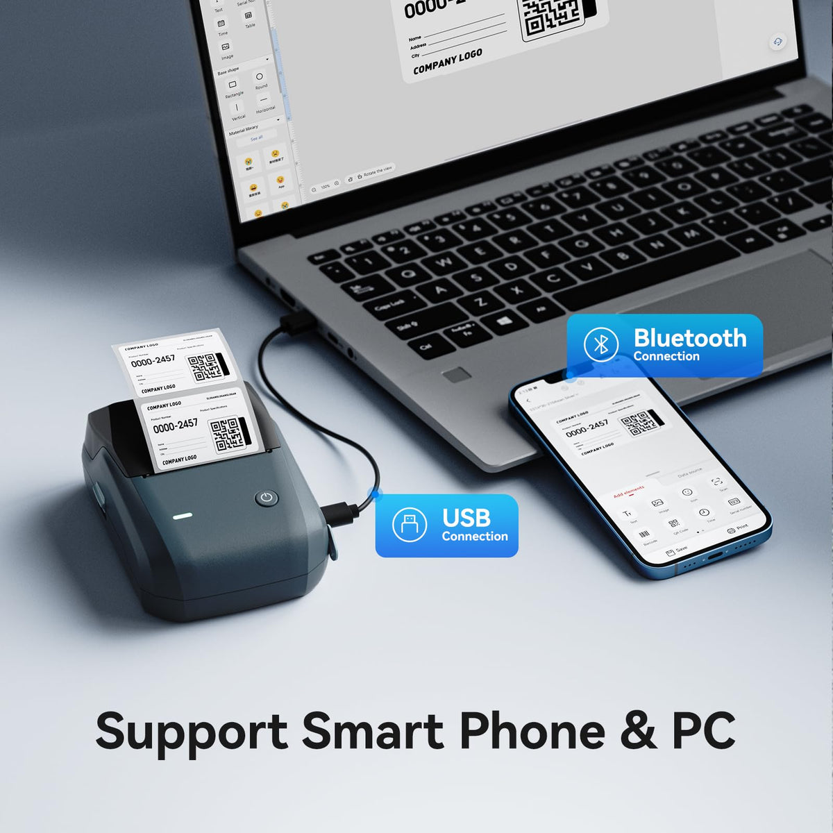 NIIMBOT B1 Label Maker,2 Inch Bluetooth Thermal Label Printer,Blue
