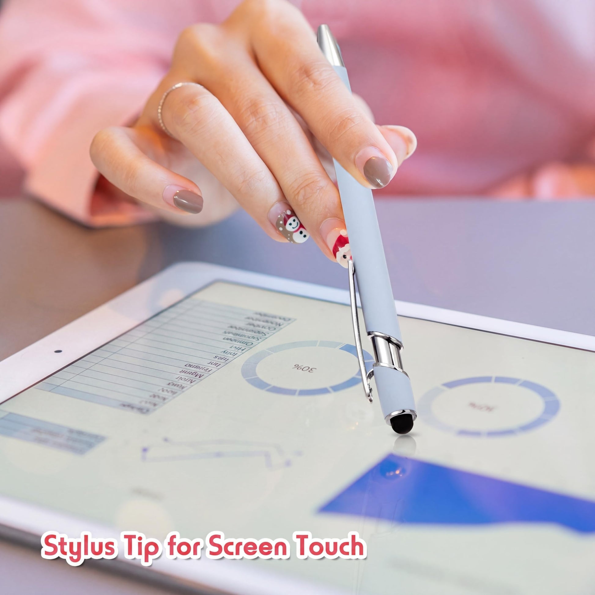 Yeaqee 100 Pieces Ballpoint Pen Bulk with Stylus Tip Click, Mixed Colors