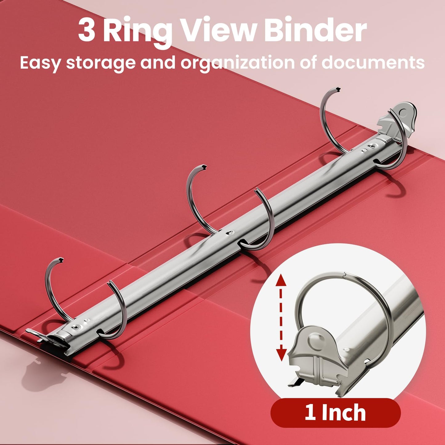 SUNEE 1 Inch Binders 3 Ring 4 Pack, 1" Classic 4-Color Binder Set (8.5x11 Inches) for Office