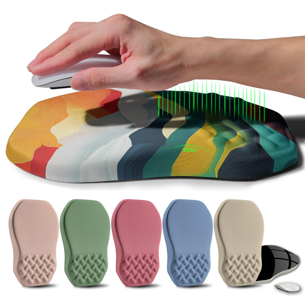 Gleamtide Ergonomic Raised Mouse Pad Wrist Support with Bilateral Slope Memory Foam Mousepad for