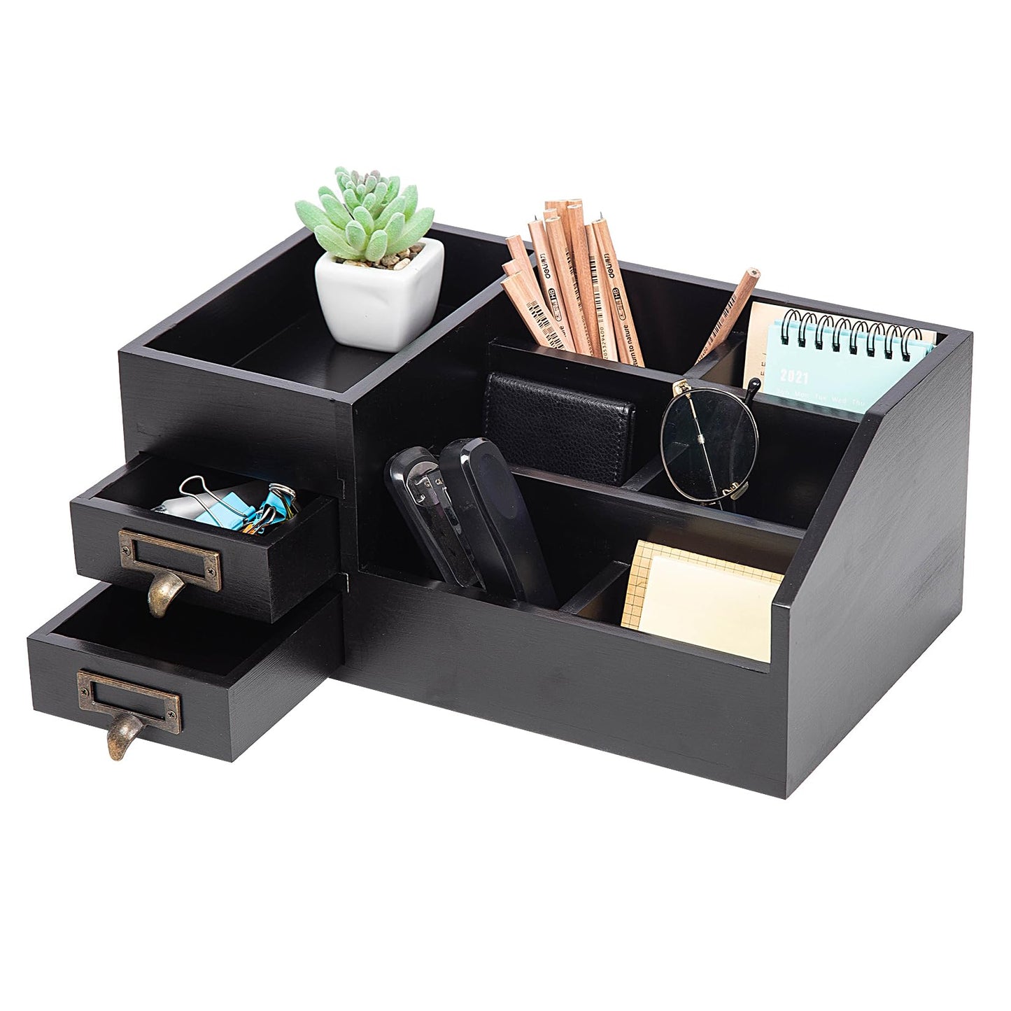 Distressed Rustic Wooden Office Desktop Organizer Wood Shelf Tabletop Home Organizer Storage with