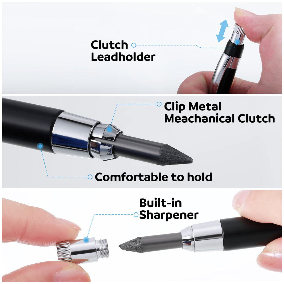 Lincia 5.6 mm Diameter Mechanical Pencil Artist Carpenter Drafting Pencils Metal Marker with Built