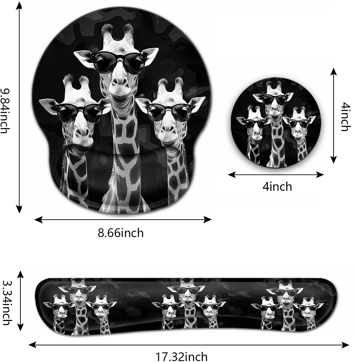 Computer Mouse Desk Pad, Mouse Pad Wrist Protector Printed with Cool Giraffes, Ergonomically