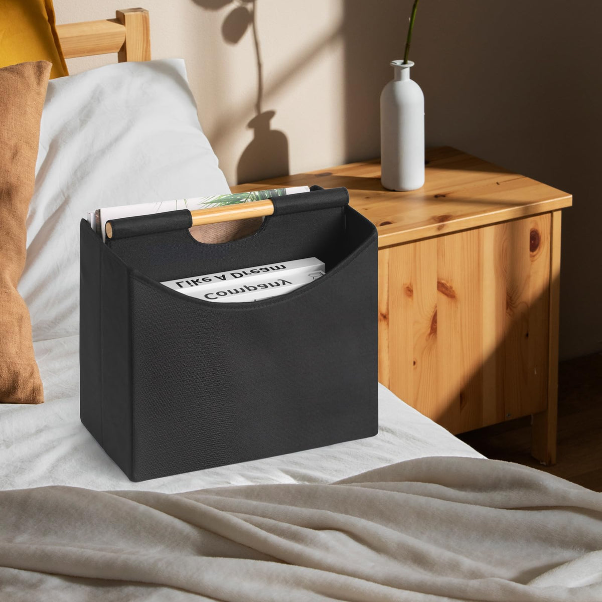 Neateam Magazine Holders, Foldable Magazine File Holder with Handle Magazine Rack Floor, Newspaper