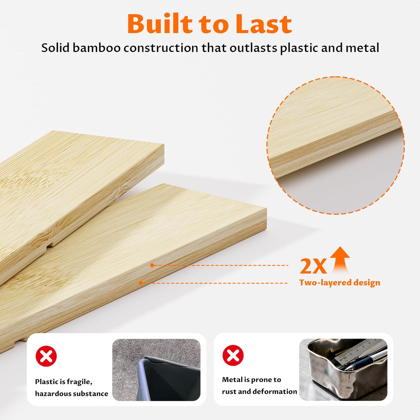 Bamboo Drawer Organizer with 9 Adjustable Compartments, Desk Storage Tray