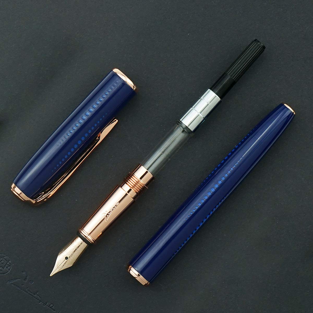 erofa Picasso 916 Blue Metal Fountain Pen with Box Medium Nib Starlit Night Beautiful Golden Dots