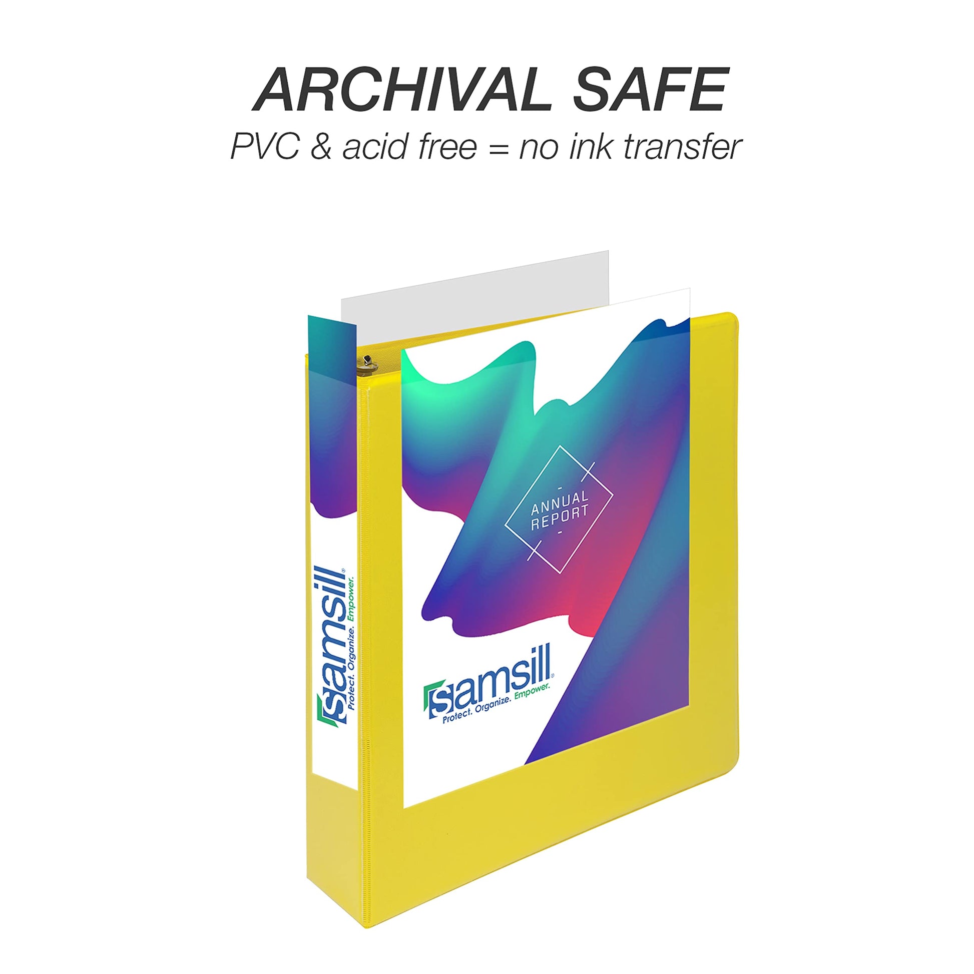 Samsill Durable 1.5 inch 3 Ring Binder, D Ring Binder, 100% Recycled Chipboard, Yellow, 4 Pack