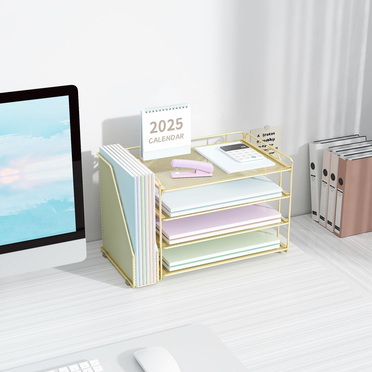 Spacrea Desk Organizers and Accessories, Paper Organizer for Desk with File organizer, Desk