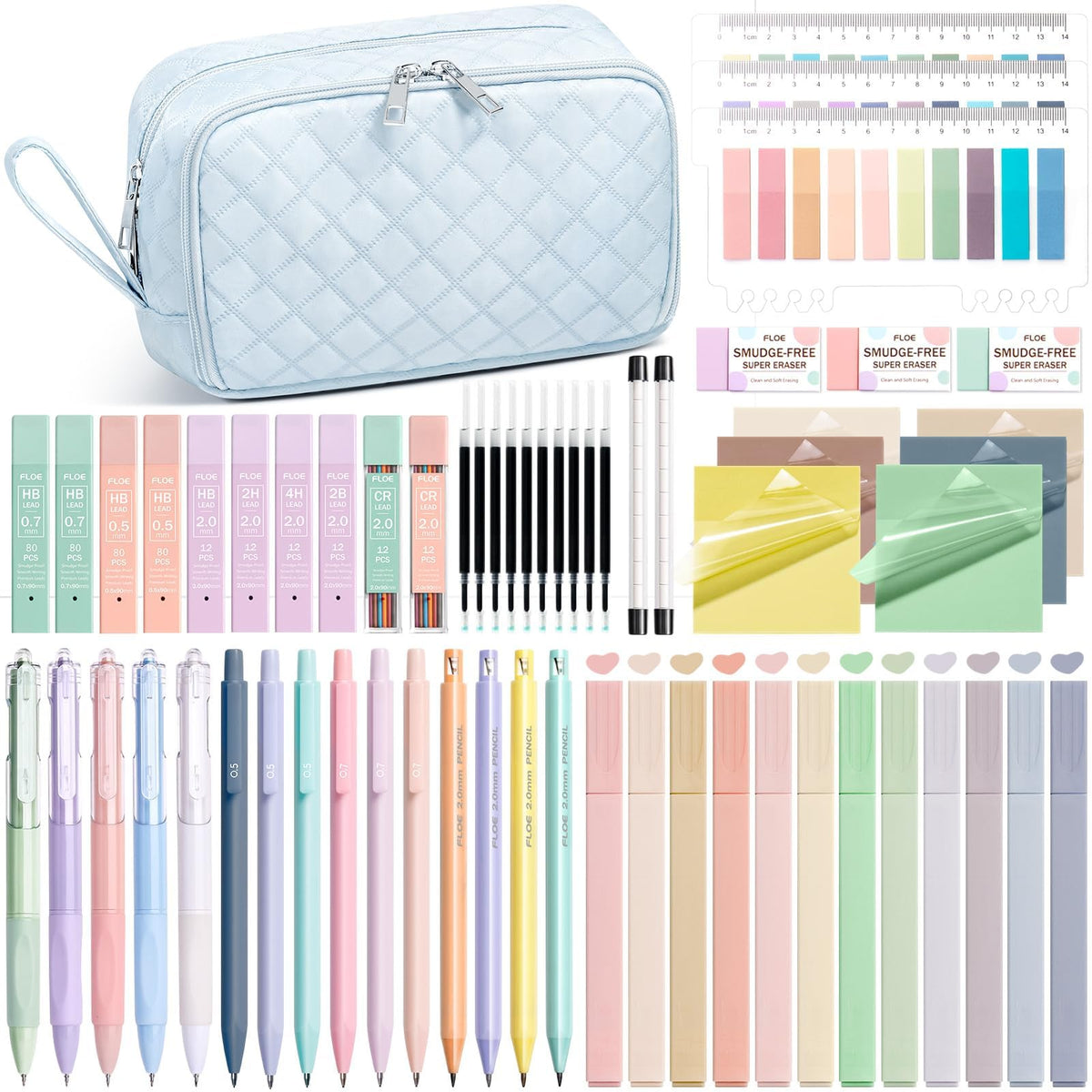 62PCS Aesthetic Back to School Supplies w/ Cute Pencil Case Stationary Set