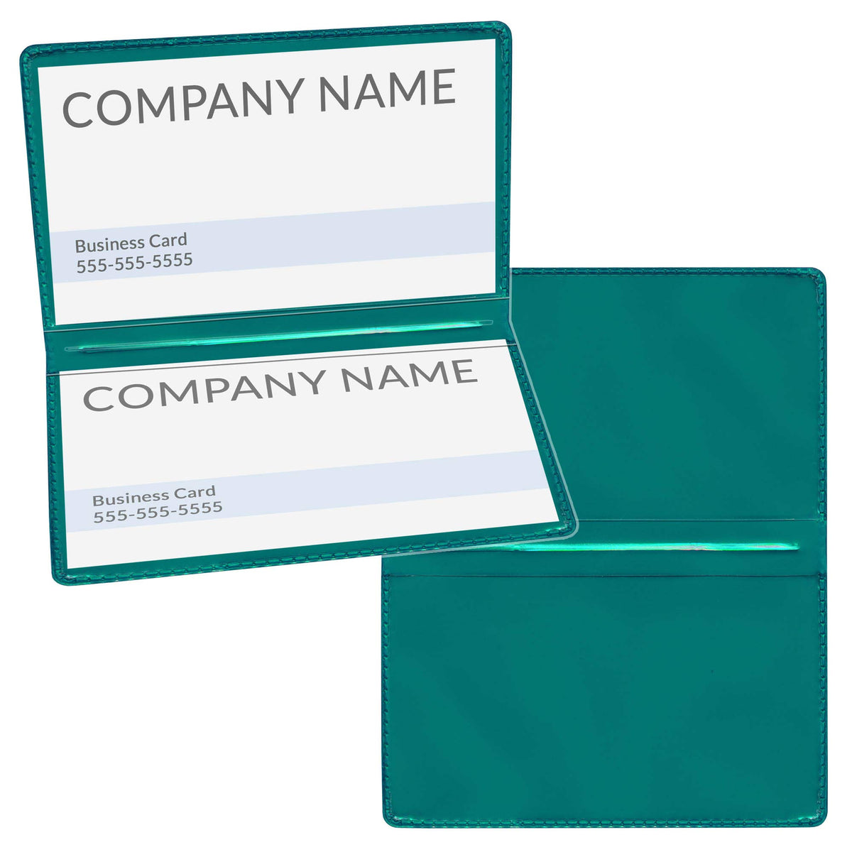 STORE SMART - Metallic Green Folding Business Card Holders - 20 Pack - Polypropylene Plastic