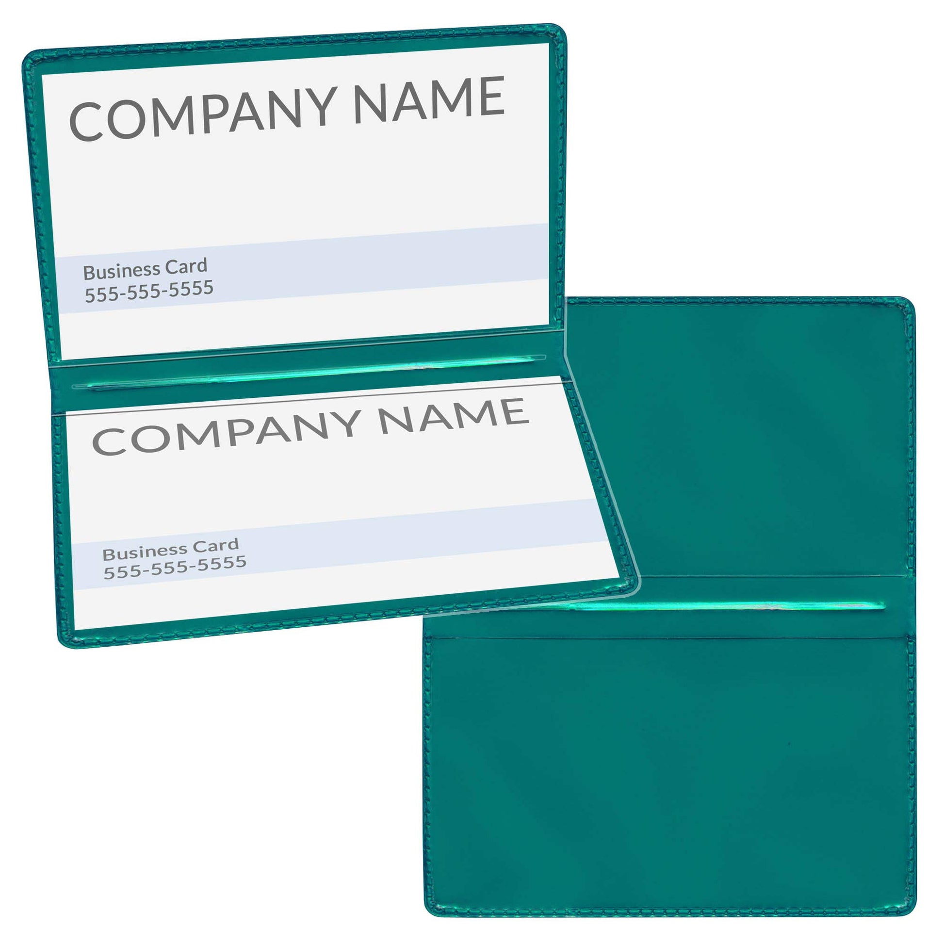 STORE SMART - Metallic Green Folding Business Card Holders - 20 Pack - Polypropylene Plastic