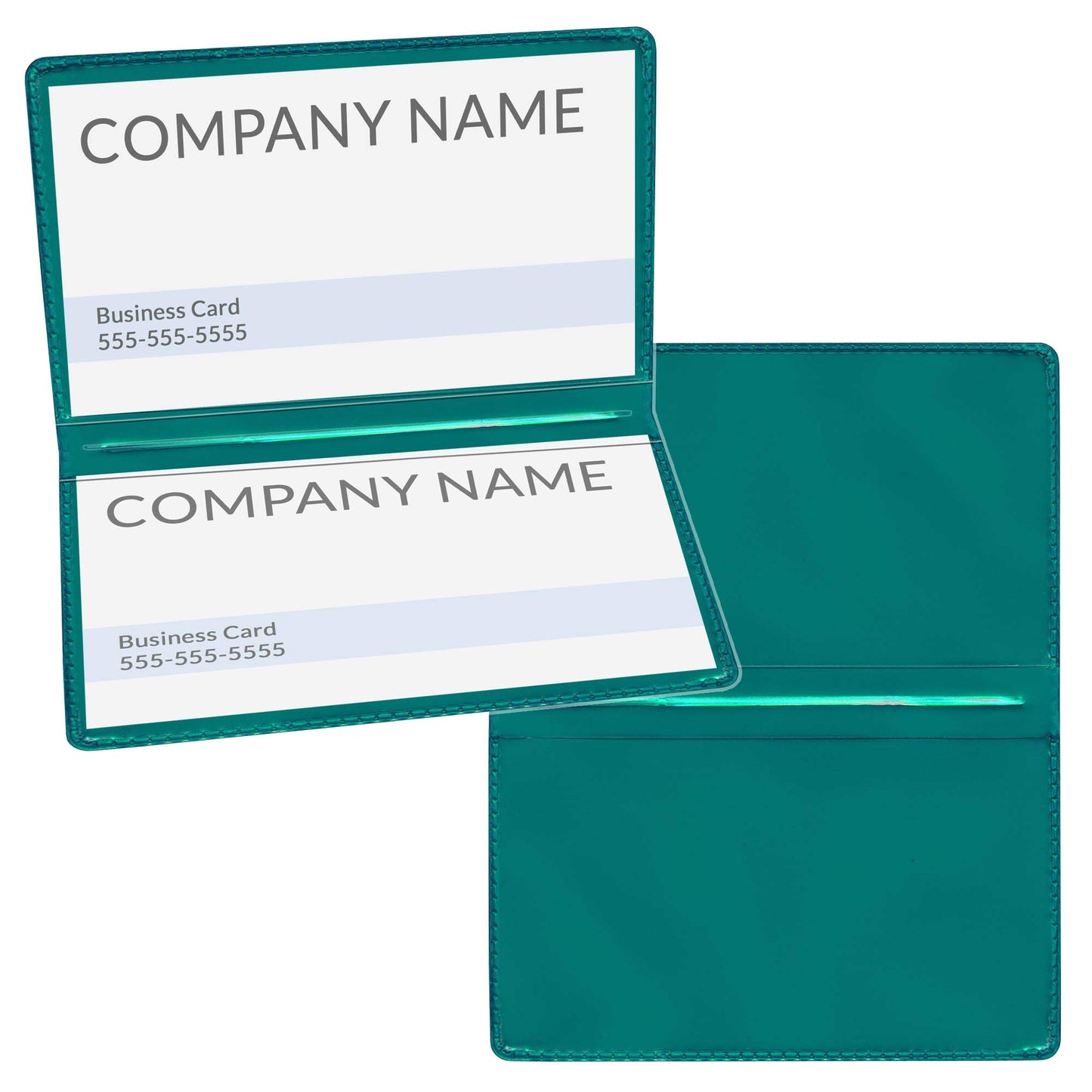 StoreSMART - Metallic Green Folding Business Card Holders - 50 Pack - Polypropylene Plastic