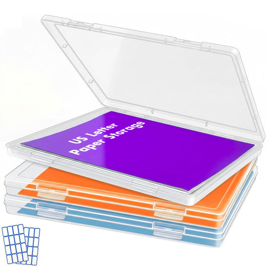 DUOFIRE 3 Pack Plastic File Box Document Organizer for US Letter Paper