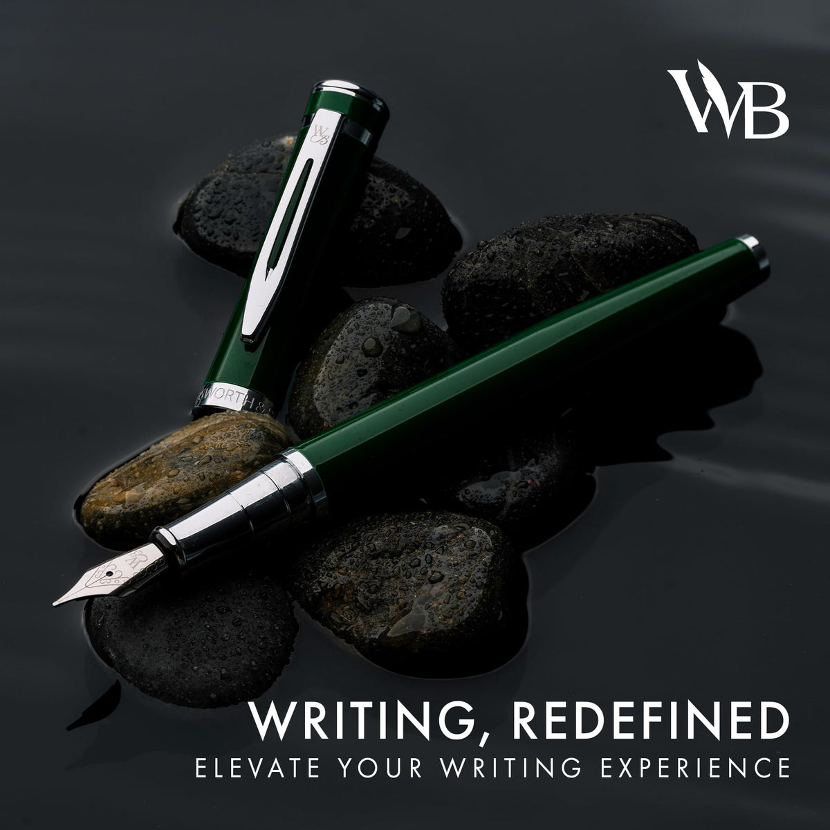 Wordsworth & Black Luxury Fountain Pen Set for Writing, Medium Nib, Green