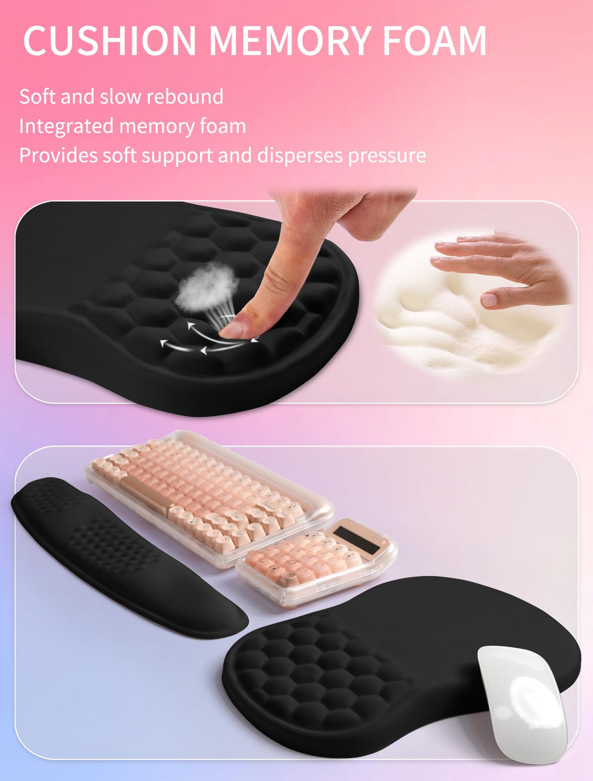 Hokafenle 2in1 Combination, Wave Keyboard Wrist Rest and Ergonomic Curvature Mouse Pad Wrist