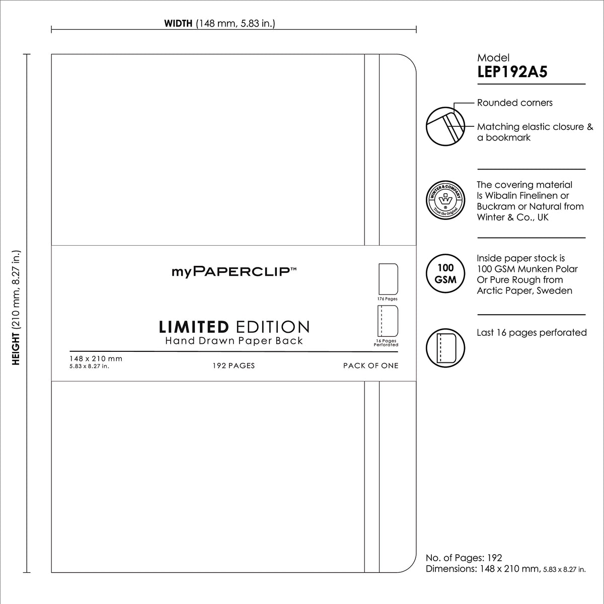 myPAPERCLIP Limited Edition A5 Plain Notebook | 192 Pages, 100 GSM, Soft Cover, A5 (5.83 × 8.27 in)