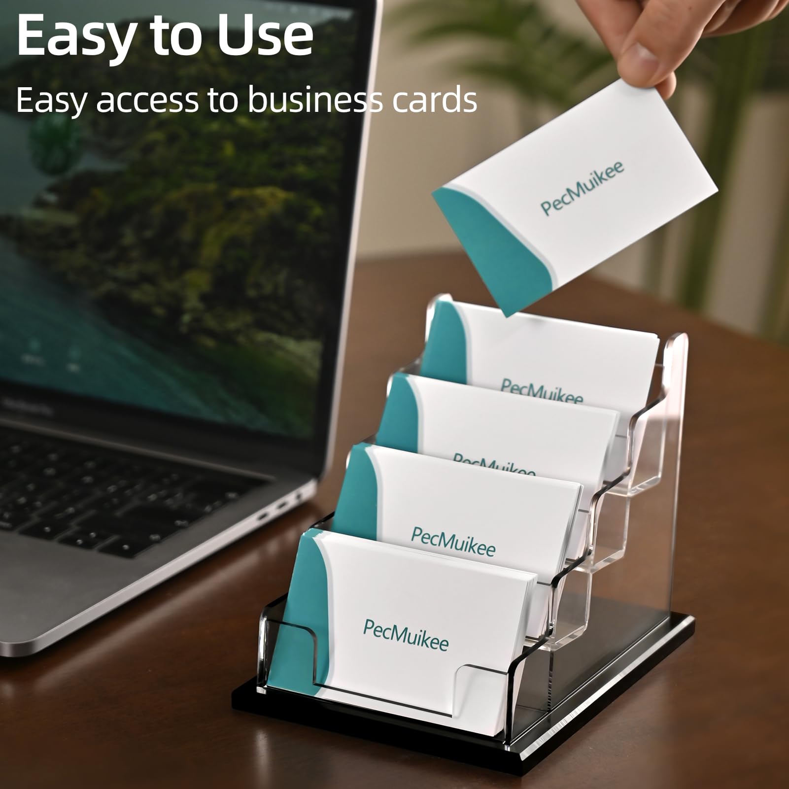 PecMuikee Business Card Holder for Desk，Acrylic Business Card Display Stand,Multiple Business Card