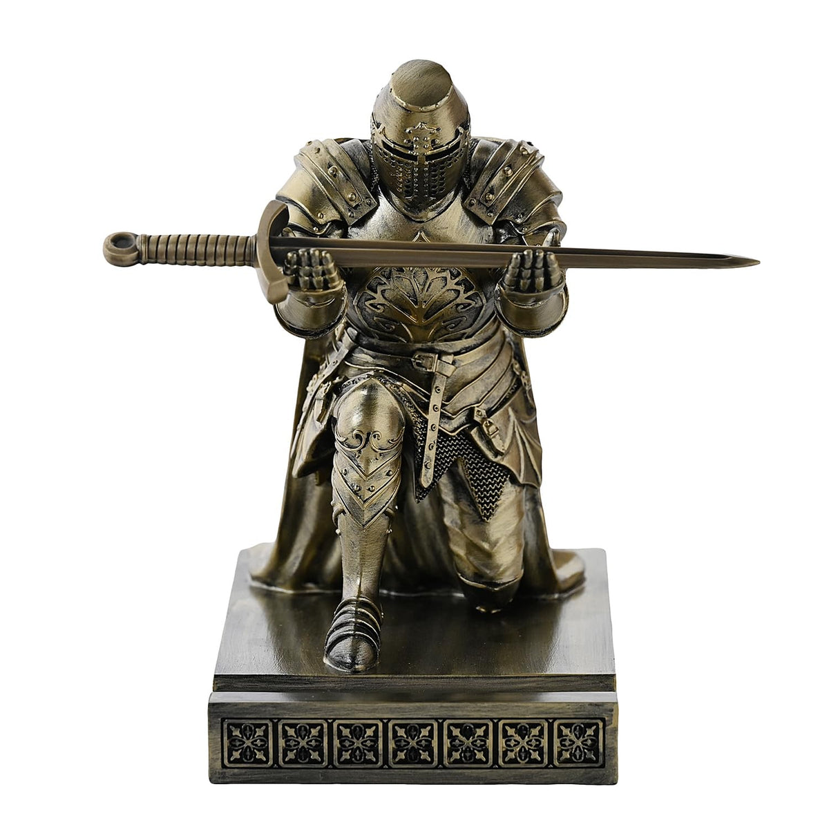 Medieval Templar Vanguard Officer Knight Pen Holder Desk Organizers Bronze