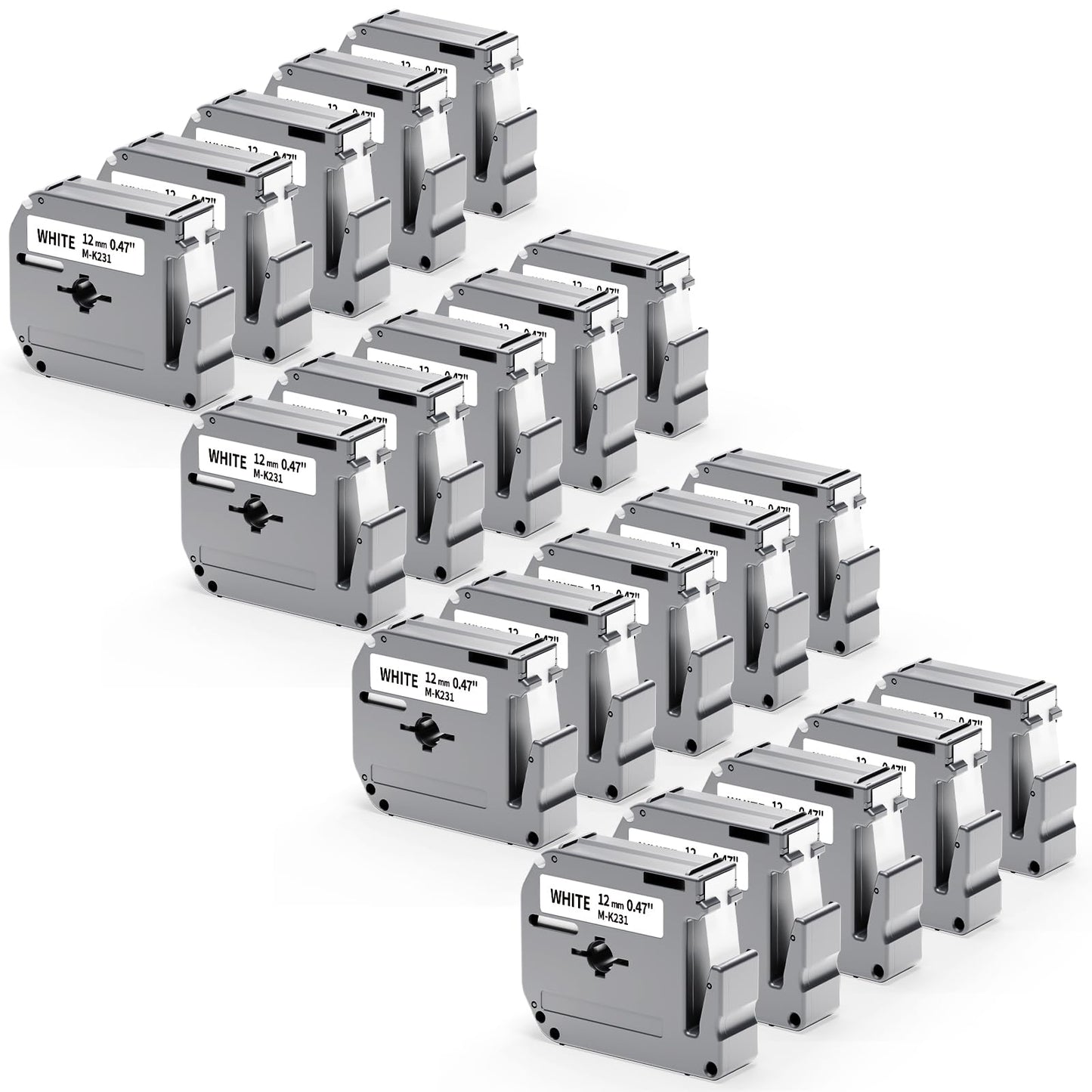 20 Pack Labelife M-K231 Replace for Brother P Touch M Tape 12mm 0.47 White