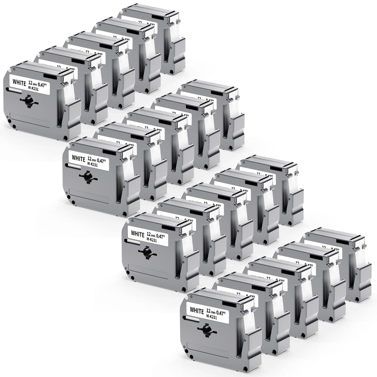 20 Pack Labelife M-K231 Replace for Brother P Touch M Tape 12mm 0.47 White