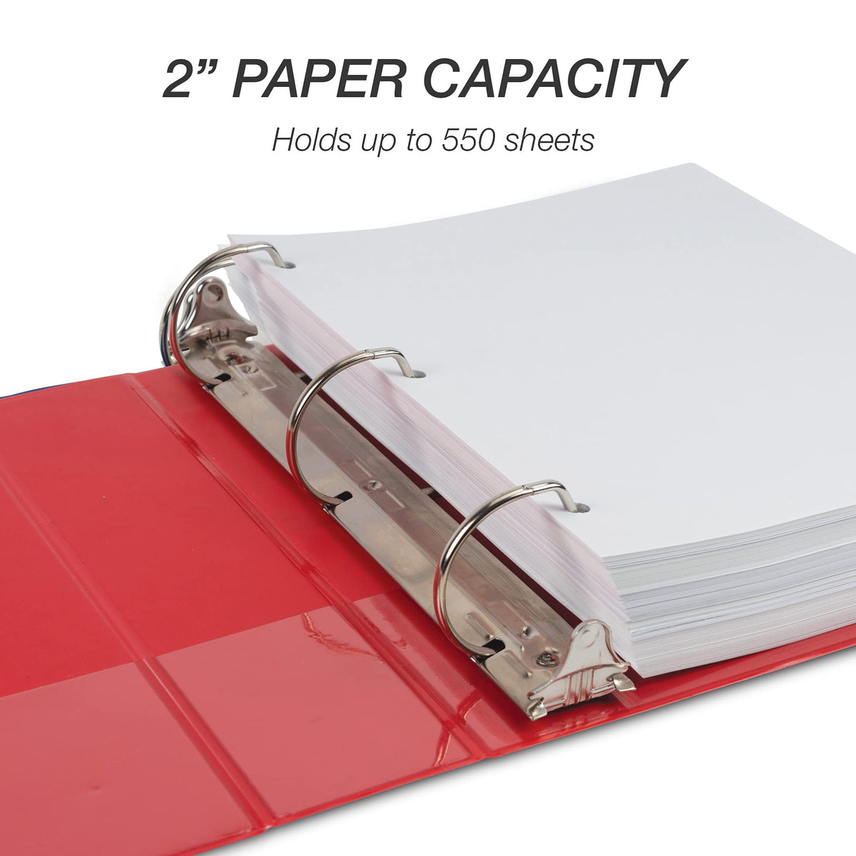 Samsill Durable 2 inch 3 Ring Binder, D Ring Binder, 100% Recycled Chipboard, Red, 4 Pack