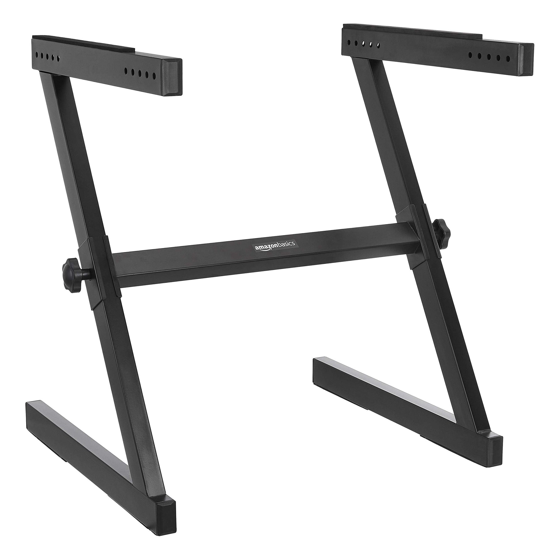 Amazon Basics Fixed Height Keyboard and Piano Stand, Z-Shape, Black, For Compact Space, Carpet