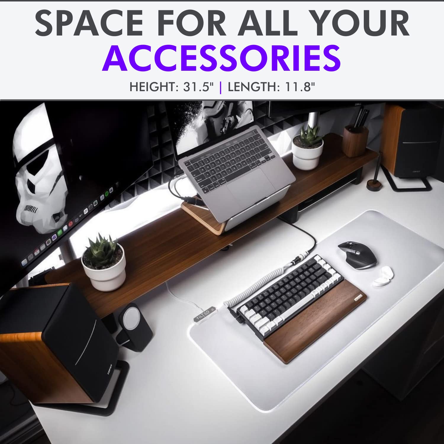 Tilted Nation Bone White Gaming Mouse Pad RGB - Large LED Mousepad - LED Desk mat with 8 Adjustable