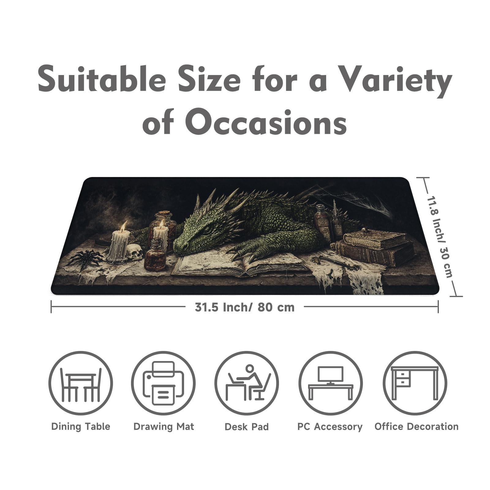 Desk Mat Mouse Pad Gaming Desk Pad XL Large Mouse Mat Office Decor Accessories (Sleeping Dragon)