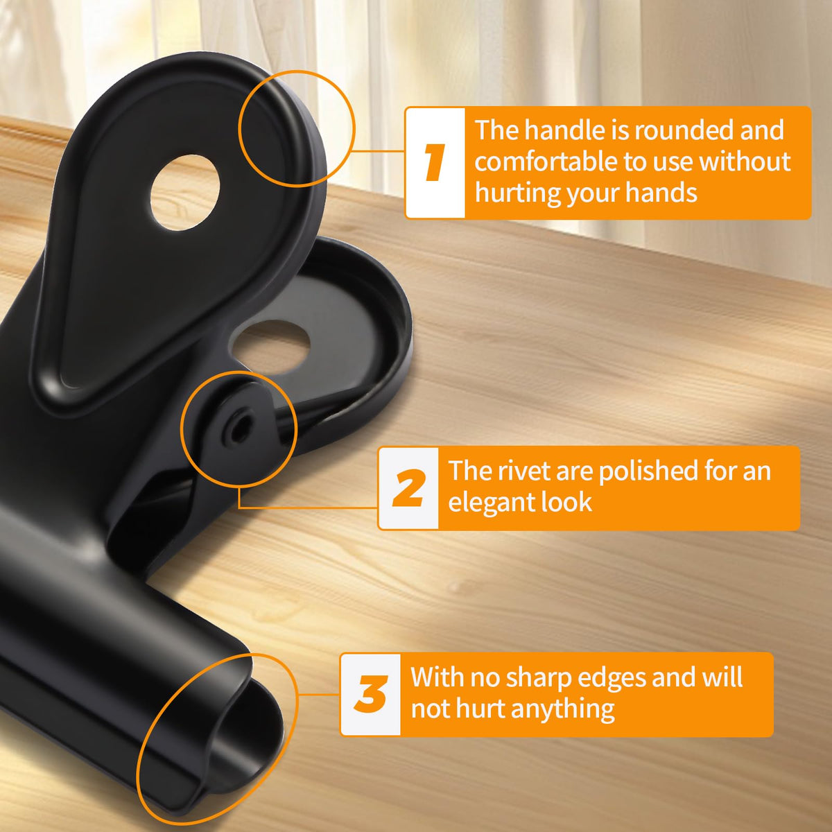 SIAMESE Bulldog Clips, 4 Pcs Binder Clips for Office & Kitchen, Multi-Purpose Binder and Food Bag