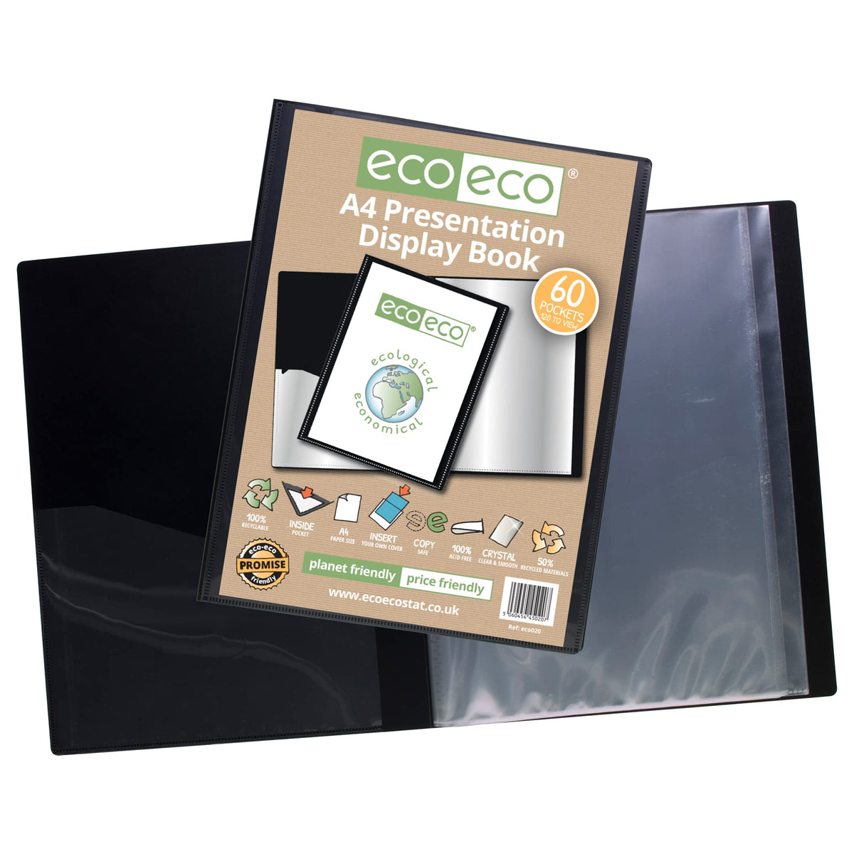 eco-eco A4 50% Recycled 60 Pocket Presentation Display Book