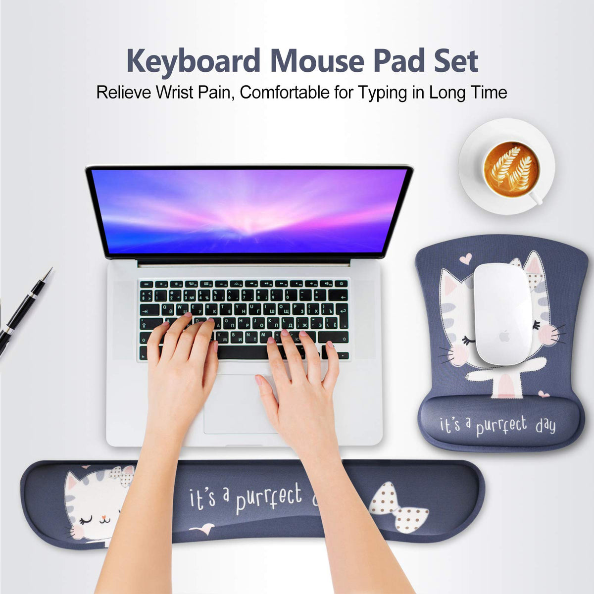 ToLuLu Keyboard Mouse Pad Wrist Rest, Gel Ergonomic Mouse Pads for Computer Laptop Office Home
