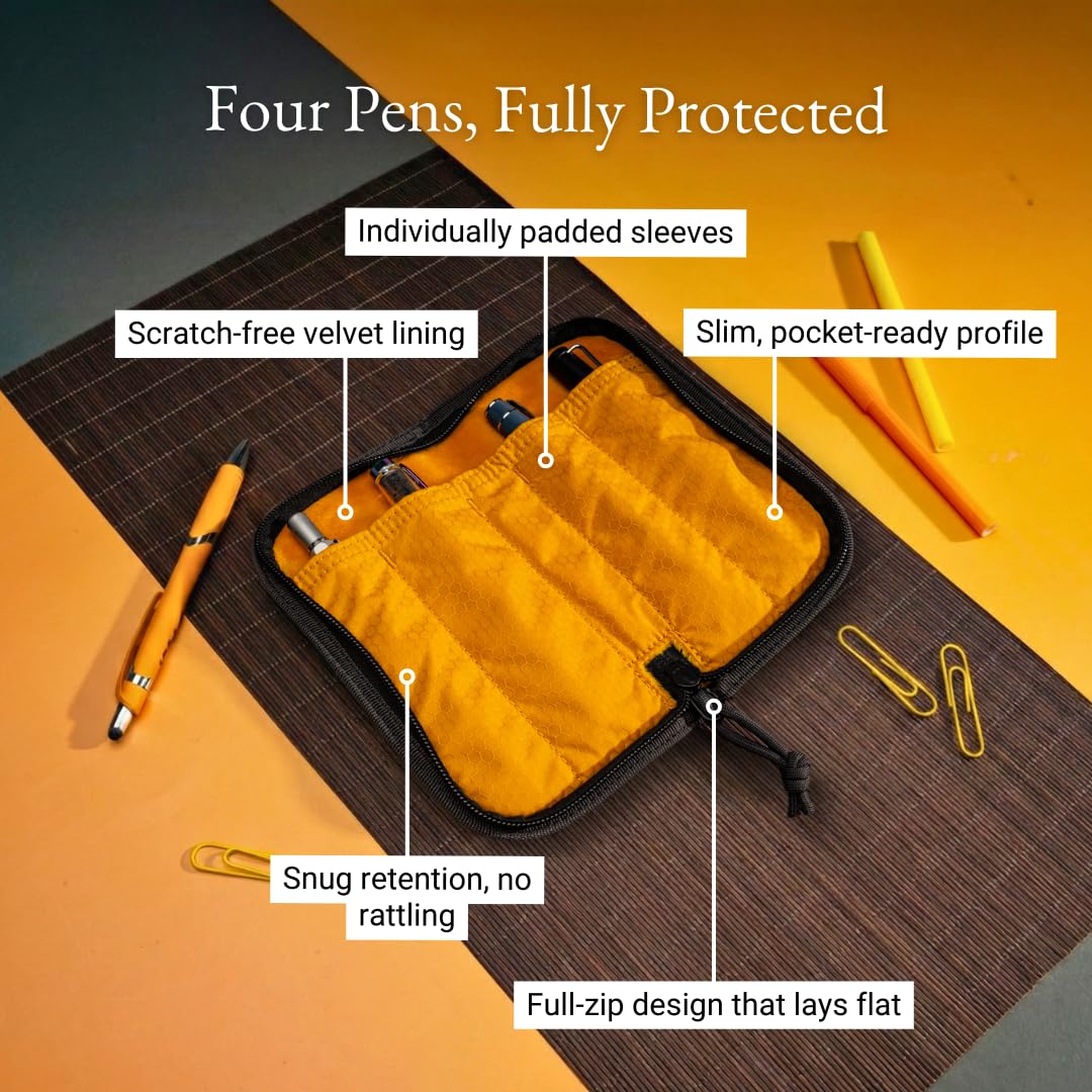 LOCHBY® Quattro | Slim and Elegant Pen Pouch, Durable Waxed Canvas, Lightly Padded for Fountain Pen