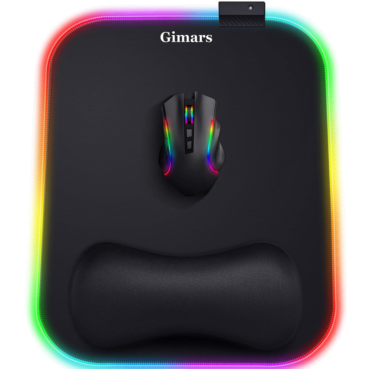 Gimars RGB Mouse Pad with Wrist Rest Support, 12 x 10 in Extra Large Ergonomic Gaming Mouse Pad