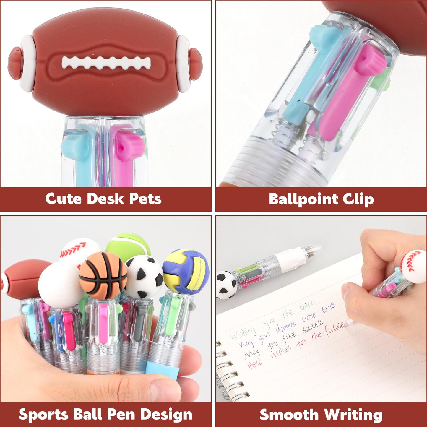 BESARME 48 Packs Sports Multicolor Pen in One, Fun Pens for Kids