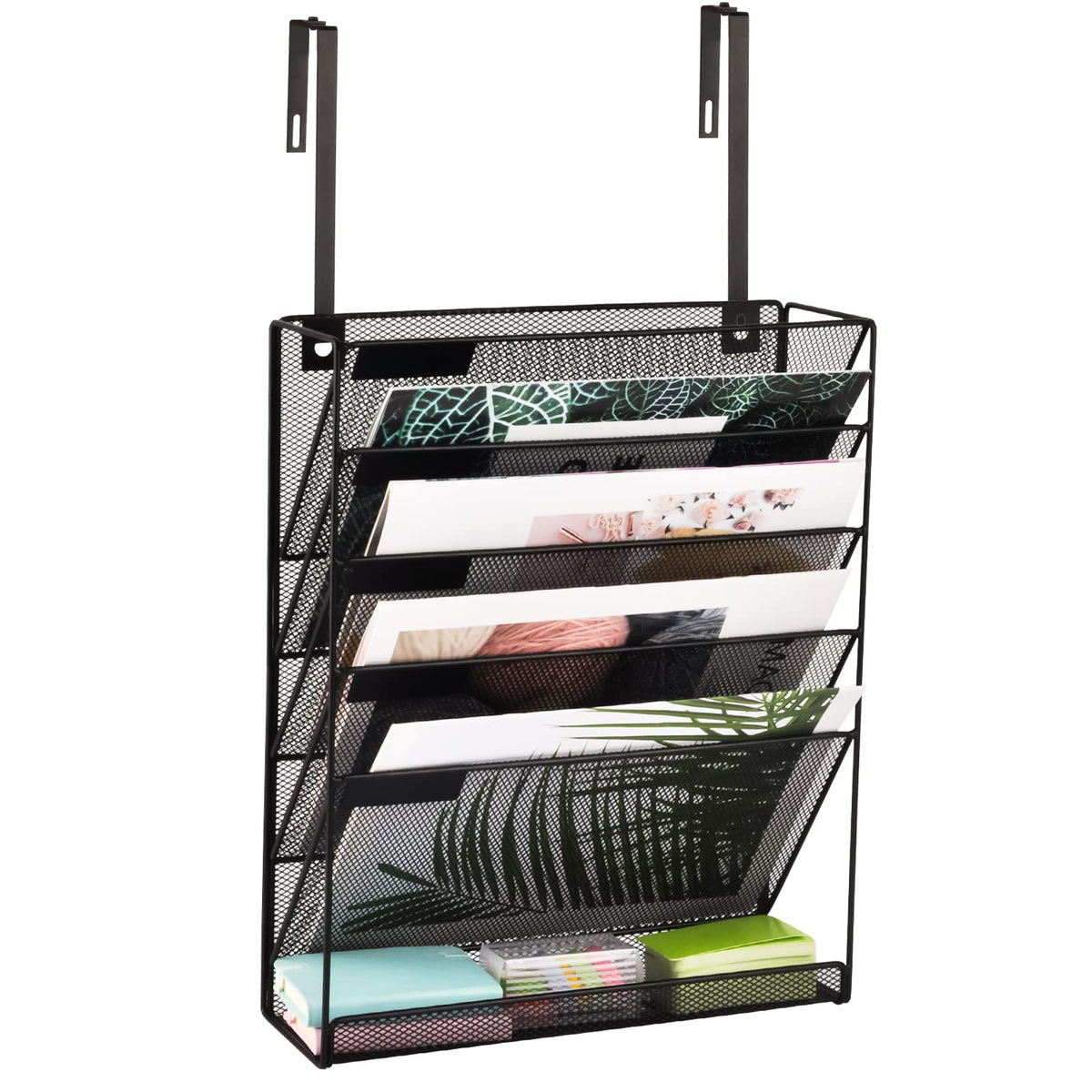 EASEPRES Desk File Organizer Mesh 6-Tier with Hangers, Hanging Wall Mount Document Organization
