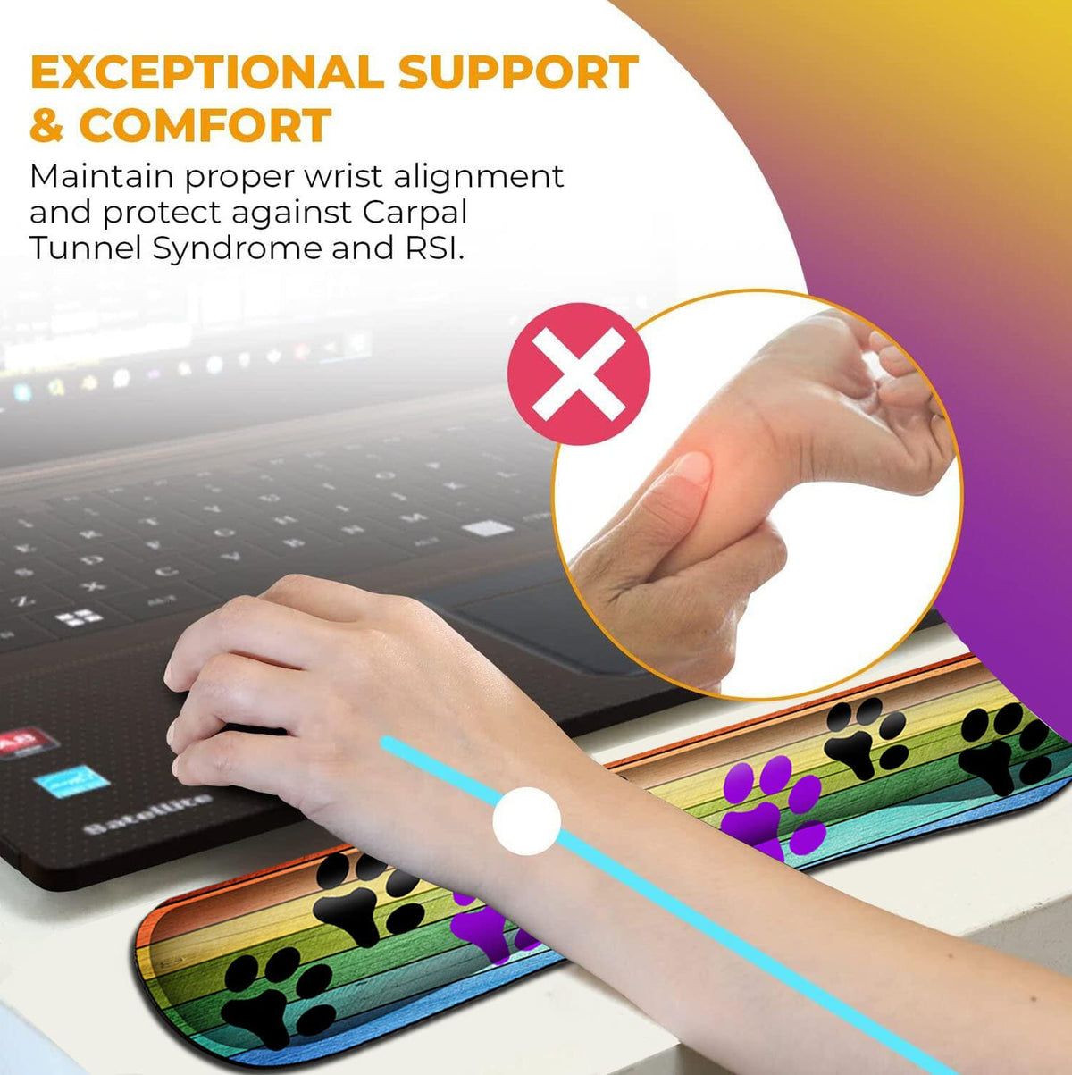 Mouse Pad with Wrist Support Memory Foam Keyboard Wrist Rest Gaming Mousepad Office Easy Typing