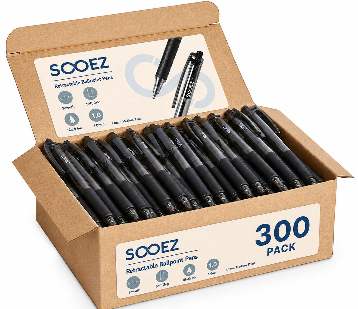 Sooez 300 Pack Bulk Pens Ballpoint, Smooth Writing Pens with Soft Grip