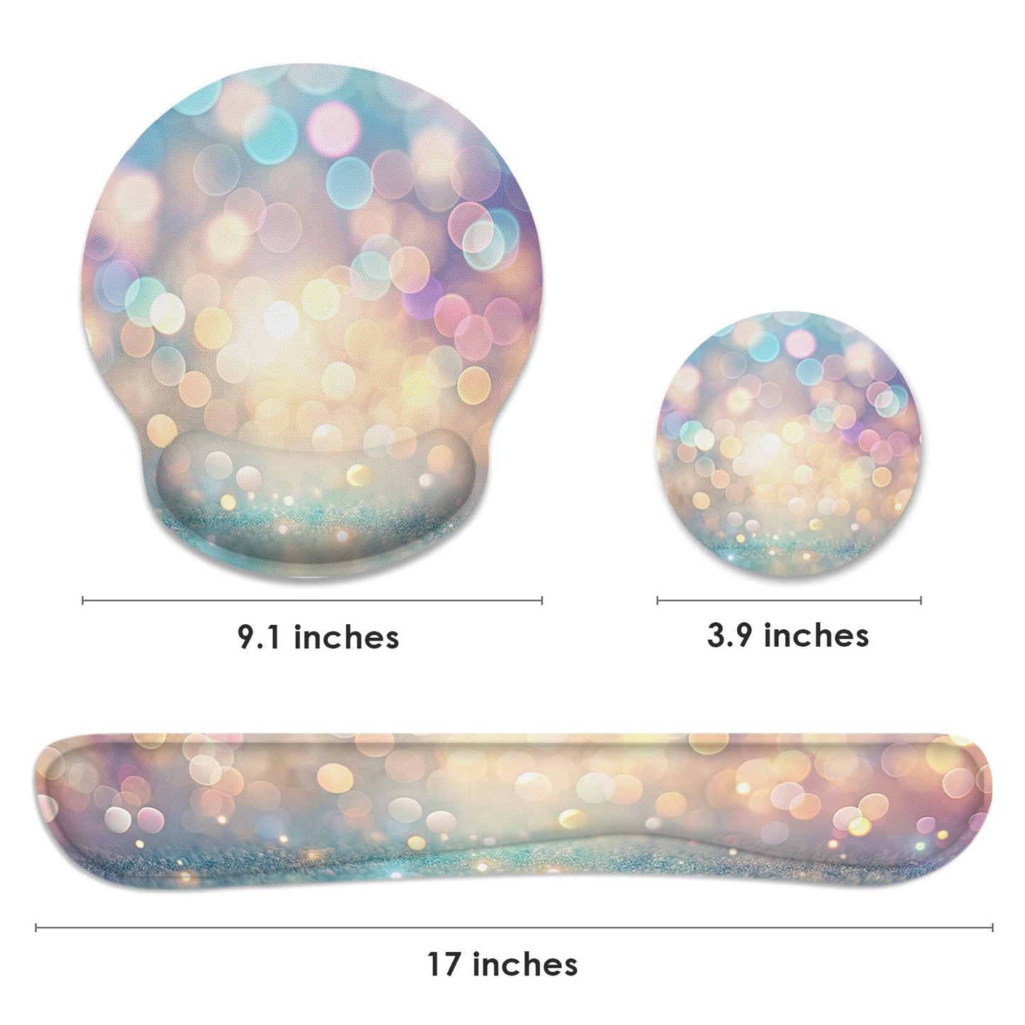 Britimes Ergonomic Mouse Pad Set with Wrist Rest, Glitter Gold
